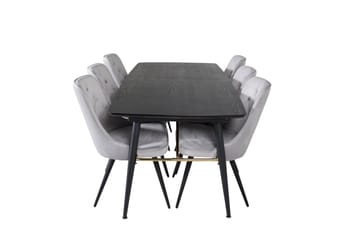 Gold Matgrupp Förlängningsbar 180-220 cm Rektangulär med 6 Velvet Deluxe stolar