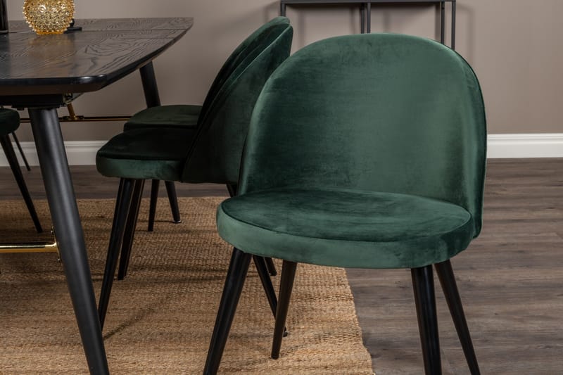Gold Matgrupp Förlängningsbar 180-220 cm Rektangulär med 6 Velvet stolar - Möbler - Matplats - Matgrupp & matbord med stolar