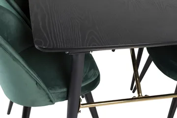 Gold Matgrupp Förlängningsbar 180-220 cm Rektangulär med 6 Velvet stolar - Möbler - Matplats - Matgrupp & matbord med stolar