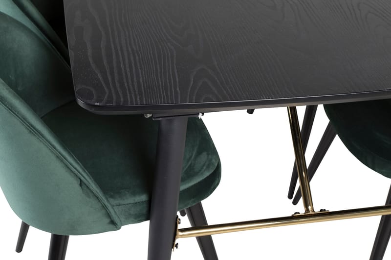 Gold Matgrupp Förlängningsbar 180-220 cm Rektangulär med 6 Velvet stolar - Möbler - Matplats - Matgrupp & matbord med stolar