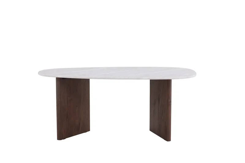 Grönvik Asymmetriskt Matbord 180 cm med Valnöts- och Betongutseende, Beige
