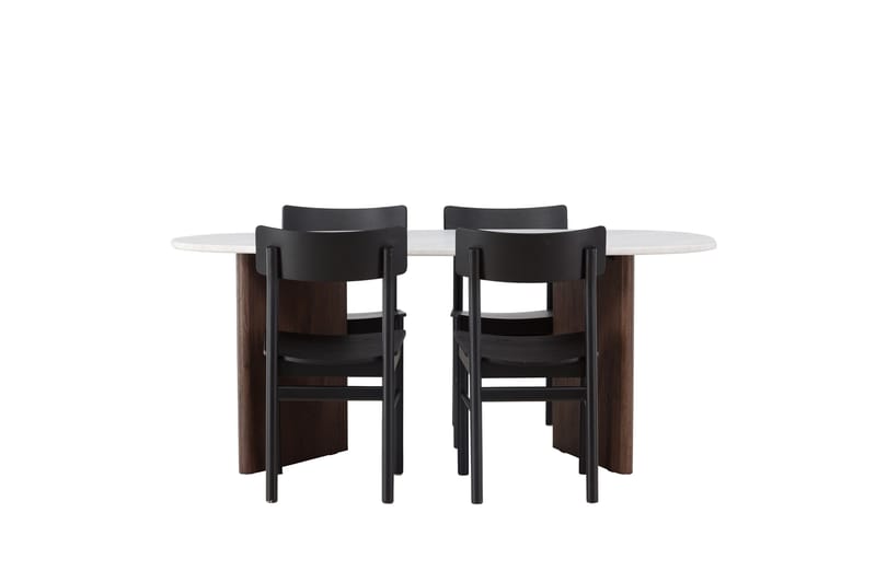 Grönvik Matgrupp 180 cm Oval med 4 Montros Stolar, Mocca