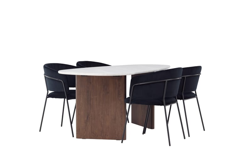Grönvik Matgrupp 180 cm Oval med 4 Selma Stolar - Mocca - Möbler - Matplats - Matgrupp & matbord med stolar
