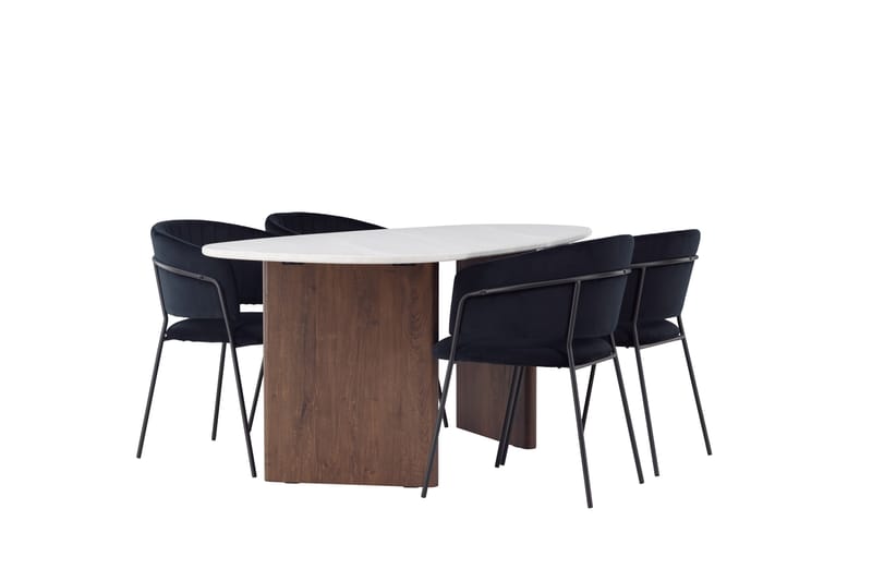 Grönvik Matgrupp 180 cm Oval med 4 Selma Stolar - Mocca - Möbler - Matplats - Matgrupp & matbord med stolar