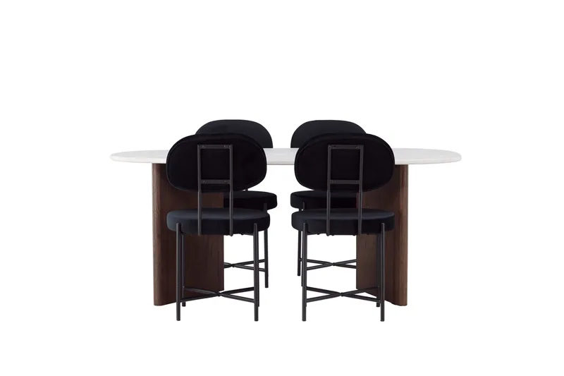 Grönvik Matgrupp 180 cm Oval med 4 Stella Stolar, Mocca