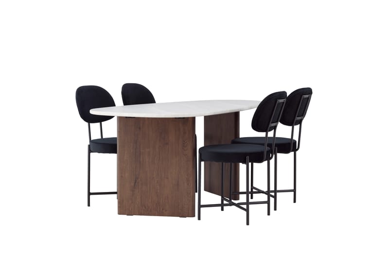 Grönvik Matgrupp 180 cm Oval med 4 Stella Stolar - Mocca - Möbler - Matplats - Matgrupp & matbord med stolar