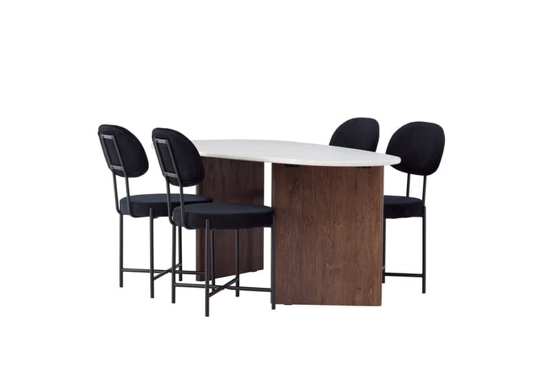 Grönvik Matgrupp 180 cm Oval med 4 Stella Stolar - Mocca - Möbler - Matplats - Matgrupp & matbord med stolar