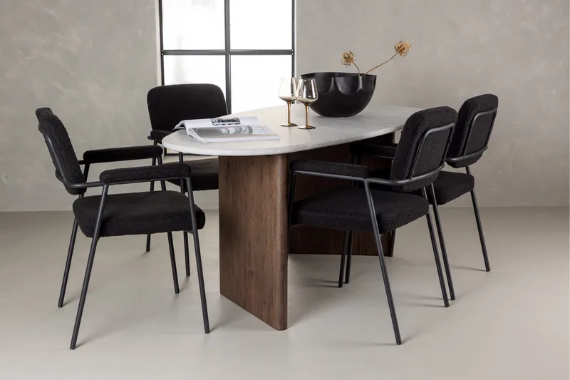 Grönvik Matgrupp 180 cm Oval med 4 Yesterday Stolar - Mocca - Möbler - Matplats - Matgrupp & matbord med stolar