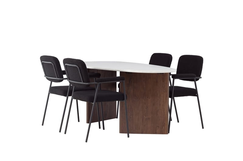 Grönvik Matgrupp 180 cm Oval med 4 Yesterday Stolar - Mocca - Möbler - Matplats - Matgrupp & matbord med stolar