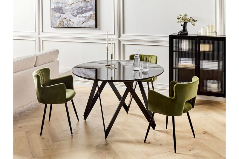 Gunden Runt Matbord 120 cm med Metallutseende - Svart - Möbler - Matplats - Matbord & köksbord