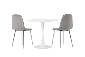 Hamden Matbord 80 cm med 2 Eva Matstol - Ljusgrå, Vit - Möbler - Matplats - Matgrupp & matbord med stolar