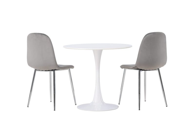 Hamden Matbord 80 cm med 2 Eva Matstol - Ljusgrå, Vit - Möbler - Matplats - Matgrupp & matbord med stolar