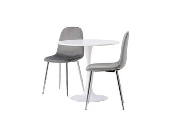 Hamden Matbord 80 cm med 2 Eva Matstol - Ljusgrå, Vit - Möbler - Matplats - Matgrupp & matbord med stolar