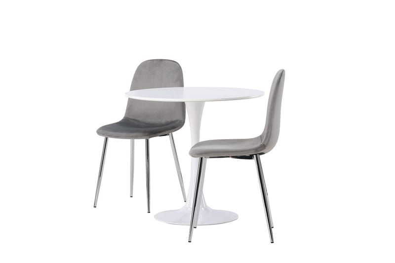 Hamden Matbord 80 cm med 2 Eva Matstol - Ljusgrå, Vit - Möbler - Matplats - Matgrupp & matbord med stolar