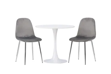 Hamden Matbord 80 cm med 2 Eva Matstol - Ljusgrå, Vit - Möbler - Matplats - Matgrupp & matbord med stolar