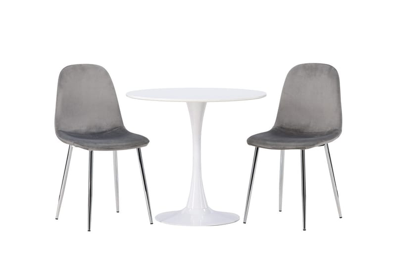 Hamden Matbord 80 cm med 2 Eva Matstol - Ljusgrå, Vit - Möbler - Matplats - Matgrupp & matbord med stolar