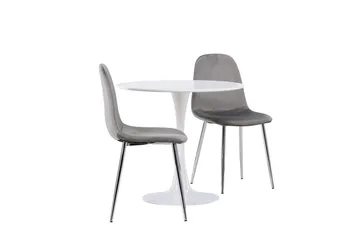 Hamden Matbord 80 cm med 2 Eva Matstol - Ljusgrå, Vit - Möbler - Matplats - Matgrupp & matbord med stolar