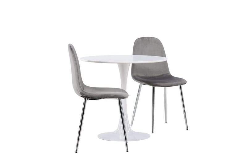Hamden Matbord 80 cm med 2 Eva Matstol - Ljusgrå, Vit - Möbler - Matplats - Matgrupp & matbord med stolar