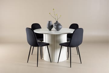 Härön Matgrupp 110 cm Rund med 4 Polar stolar - Vit/Svart - Möbler - Matplats - Matgrupp & matbord med stolar