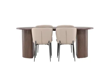 Härön Matgrupp 200 cm Oval med 4 Modesto stolar - Mocca/Beige - Möbler - Matplats - Matgrupp & matbord med stolar