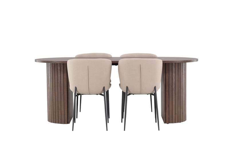 Härön Matgrupp 200 cm Oval med 4 Modesto stolar - Mocca/Beige - Möbler - Matplats - Matgrupp & matbord med stolar