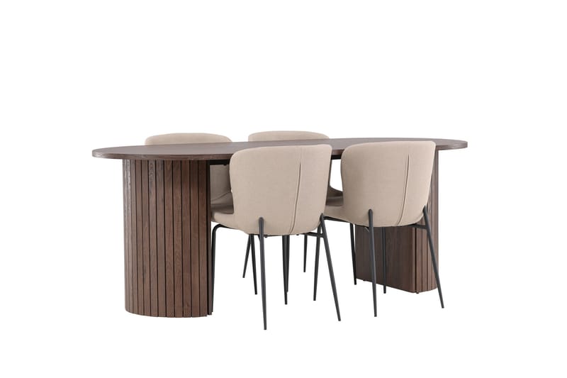 Härön Matgrupp 200 cm Oval med 4 Modesto stolar - Mocca/Beige - Möbler - Matplats - Matgrupp & matbord med stolar