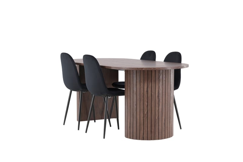 Härön Matgrupp 200 cm Oval med 4 Polar stolar, Mocca/Svart