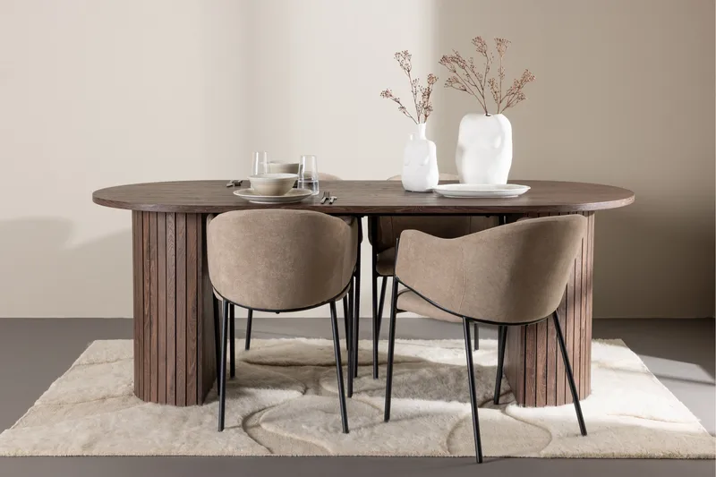 HÄRÖN Matgrupp 200 cm Oval Mocca med 4 Evelina stolar Beige - Möbler - Matplats - Matgrupp & matbord med stolar
