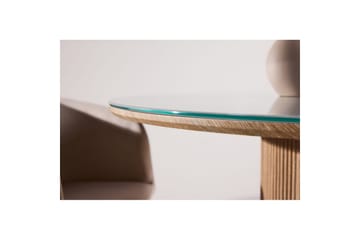 Härön Runt Matbord 120 cm med Glasskiva och Ekutseende - Ljusgrå - Möbler - Matplats - Matbord & köksbord