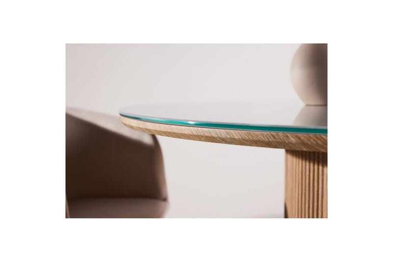 Härön Runt Matbord 120 cm med Glasskiva och Ekutseende - Ljusgrå - Möbler - Matplats - Matbord & köksbord