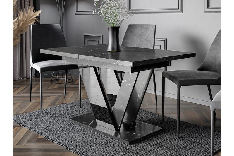 Harumi Utdragbart Rektangulärt Matbord 120 cm med Marmorutseende - Grå - Möbler - Matplats - Matbord & köksbord