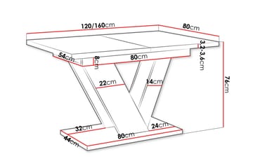 Harumi Utdragbart Rektangulärt Matbord 120 cm med Marmorutseende - Grå - Möbler - Matplats - Matbord & köksbord