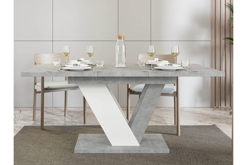 Harumi Utdragbart Rektangulärt Matbord 120 cm med Marmorutseende - Grå - Möbler - Matplats - Matbord & köksbord