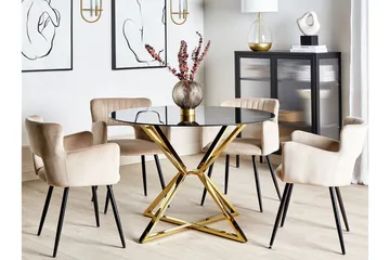 Hayder Matbord 105 cm Rund - Svart/Guld - Möbler - Matplats - Matbord & köksbord