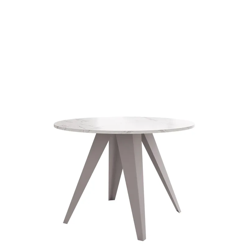 Hoban Matbord rund förlängningsbart 100-138 cm - Beige, vit (marmor) - Möbler - Matplats - Matbord & köksbord