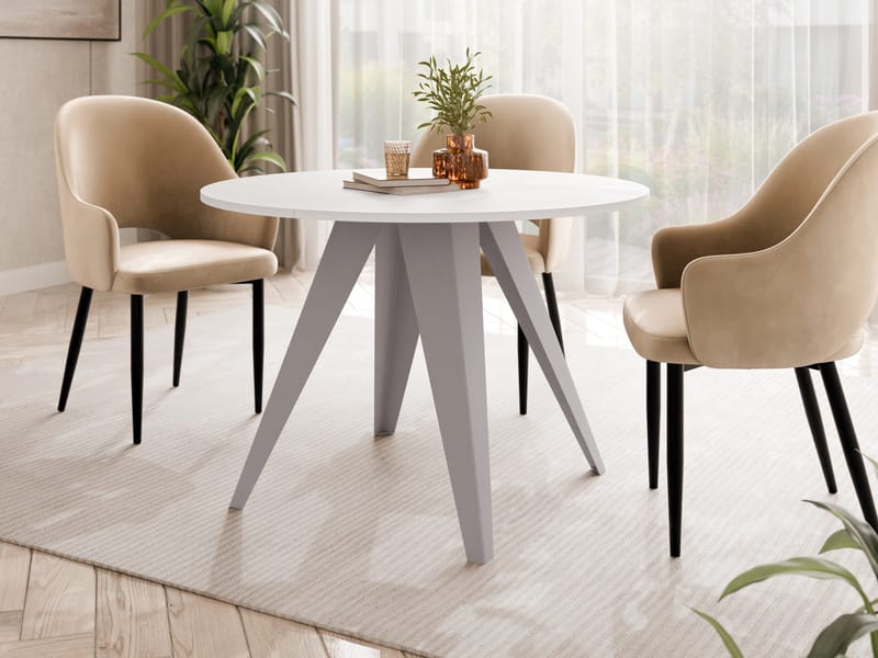 Hoban Matbord rund förlängningsbart 100-138 cm - Beige, vit - Möbler - Matplats - Matbord & köksbord