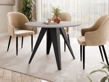 Hoban Matbord rund förlängningsbart 100-138 cm - Svart, beige - Möbler - Matplats - Matbord & köksbord