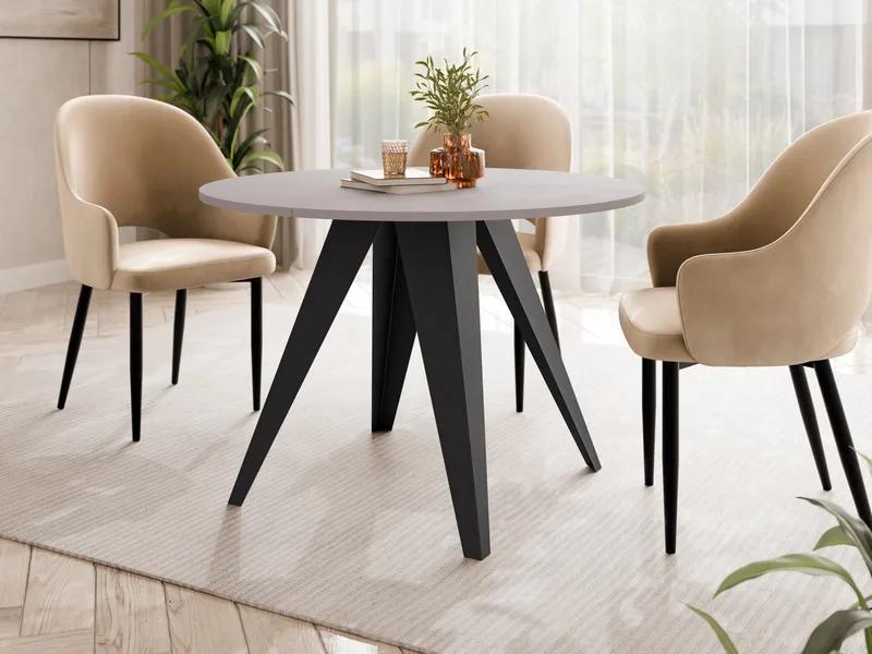 Hoban Matbord rund förlängningsbart 100-138 cm - Svart, beige - Möbler - Matplats - Matbord & köksbord