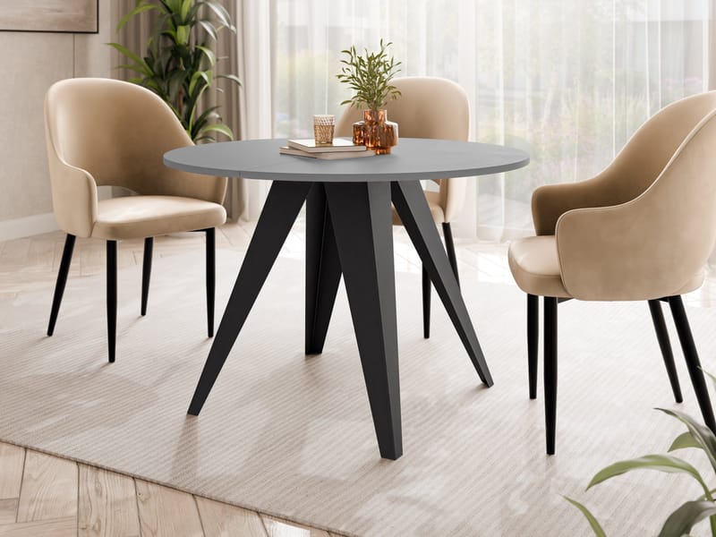 Hoban Matbord rund förlängningsbart 100-138 cm - Svart, grå - Möbler - Matplats - Matbord & köksbord