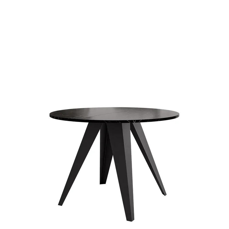 Hoban Matbord rund förlängningsbart 100-138 cm, Svart (svart marmorskiva)