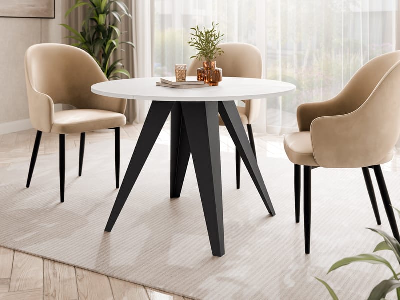 Hoban Matbord rund förlängningsbart 100-138 cm - Svart, vit - Möbler - Matplats - Matbord & köksbord