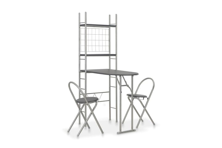 Hopfällbar matgrupp 3 delar med hylla MDF och stål svart - Matgrupp & matbord med stolar