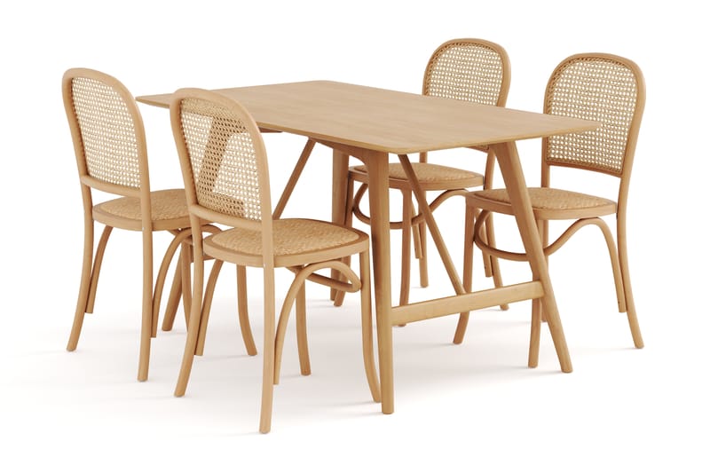 HULSIG Matbord 140 cm med ELSRIK Matstolar - Matgrupp & matbord med stolar