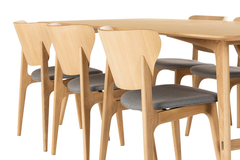HULSIG Matgrupp 220 cm inkl 6 Stolar Natur - Matgrupp & matbord med stolar