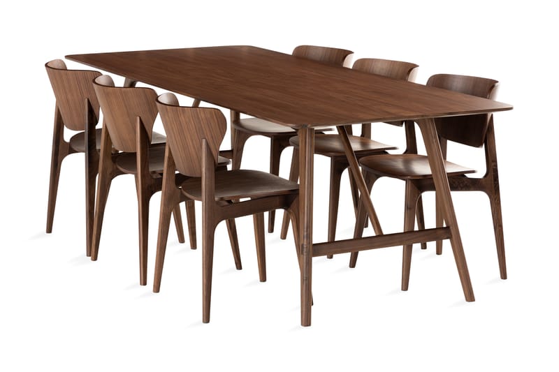 HULSIG Matgrupp 220 cm inkl 6 Stolar Valnöt - Matgrupp & matbord med stolar