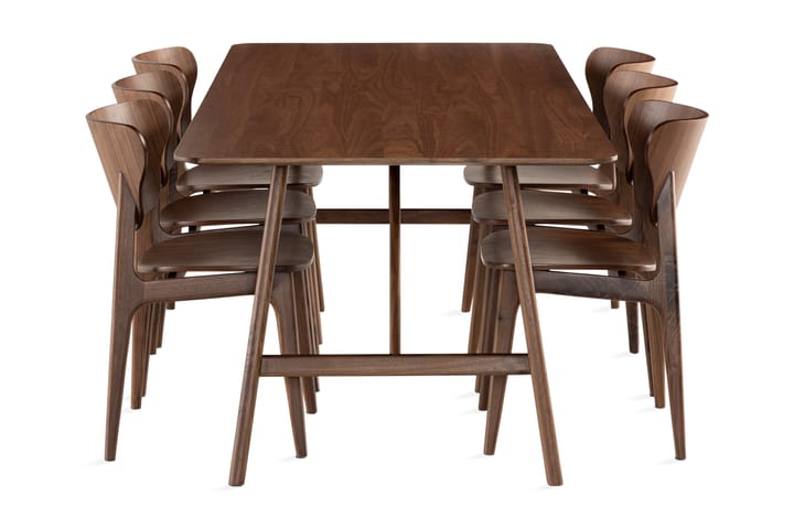 HULSIG Matgrupp 220 cm inkl 6 Stolar Valnöt - Matgrupp & matbord med stolar