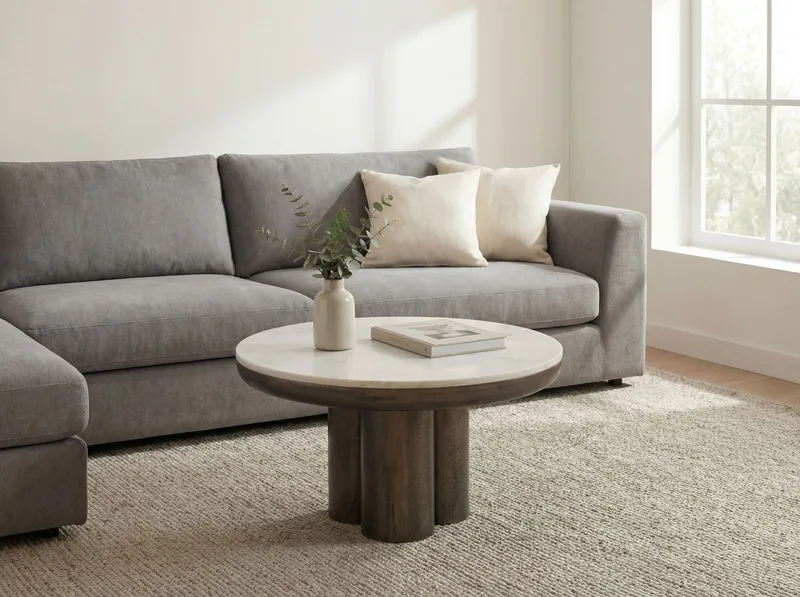 Ilvora Runt soffbord 60 cm i metall med marmorskiva - vit marmor antik svart brons - Möbler - Matplats - Matbord & köksbord