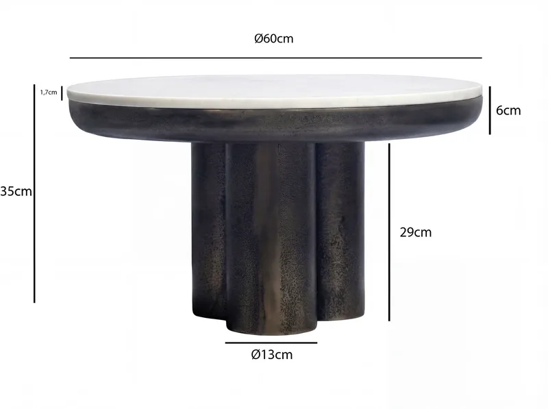 Ilvora Runt soffbord 60 cm i metall med marmorskiva - vit marmor antik svart brons - Möbler - Matplats - Matbord & köksbord