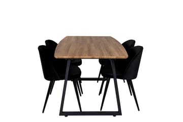 Inca Matgrupp 160 cm Rektangulär med 4 Velvet stolar