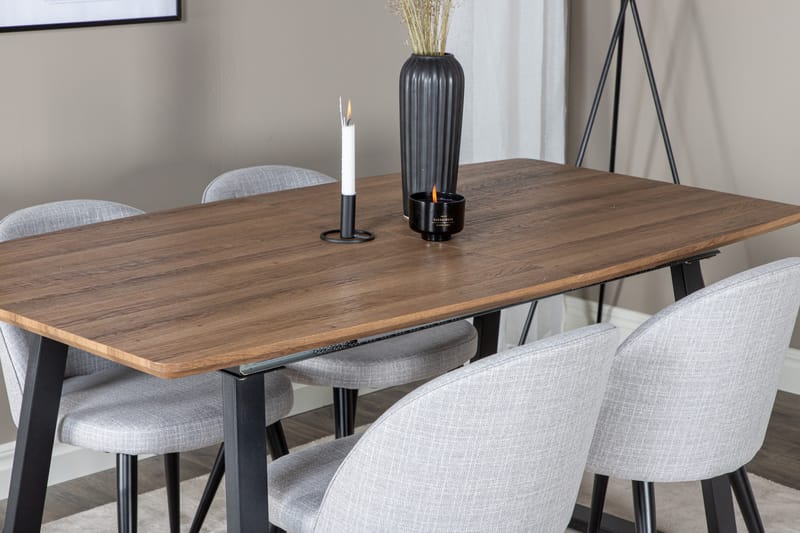 Inca Matgrupp 160 cm Rektangulär med 4 Velvet Stolar - Svart - Möbler - Matplats - Matgrupp & matbord med stolar